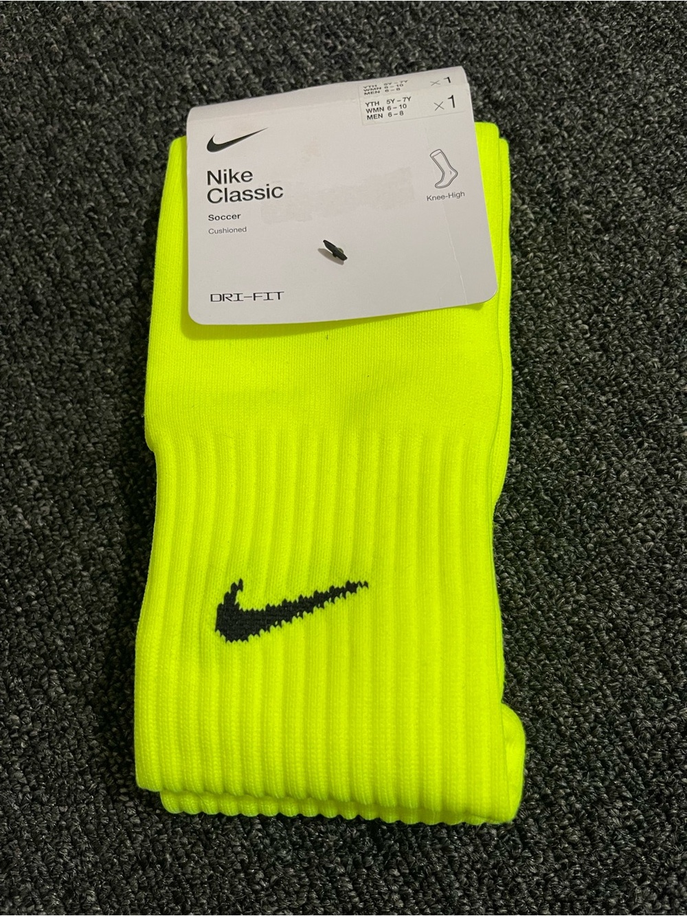 NWT Nike Classic Knee-High Soccer Socks Neon Yellow Volt Medium Women's 6-10